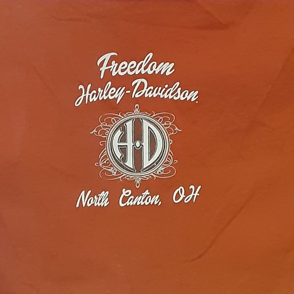 Genuine Harley Davidson Motorcycles Shirt Womens Large Burnt Orange V-Neck 1767 - Picture 4 of 8